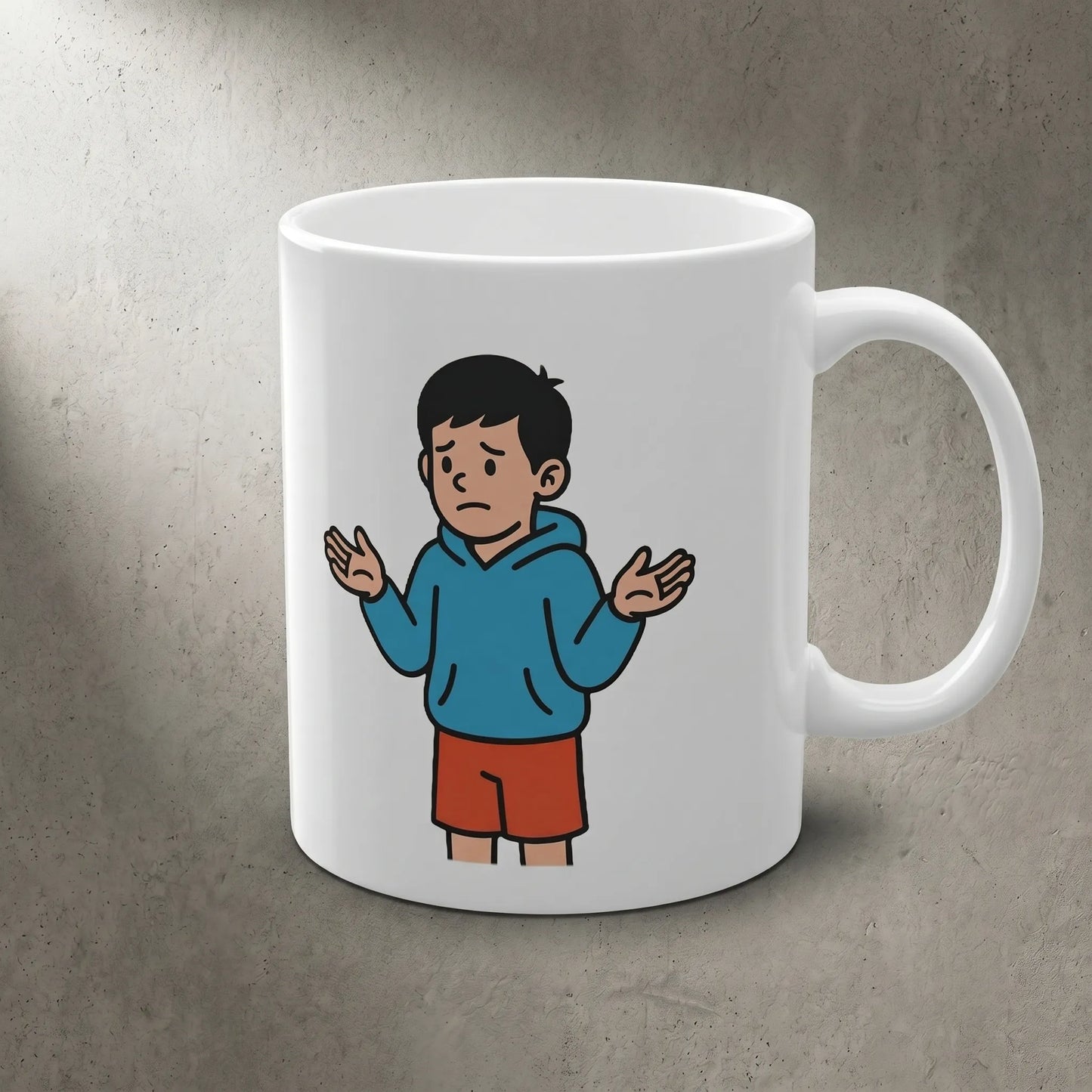 Side handle right view of the six seven meme gift for parents ceramic mug featuring full wraparound art that is microwave and dishwasher safe.