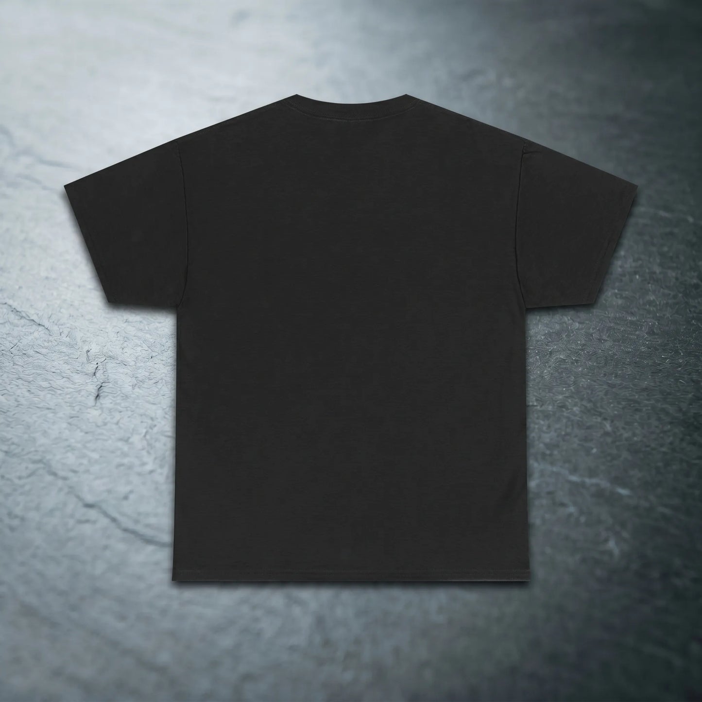 Back view of a heavyweight cotton unisex tee showcasing the killer snail meme and super intelligent snail, a unique gallows humor gift or reddit meme gift for him with fast delivery.