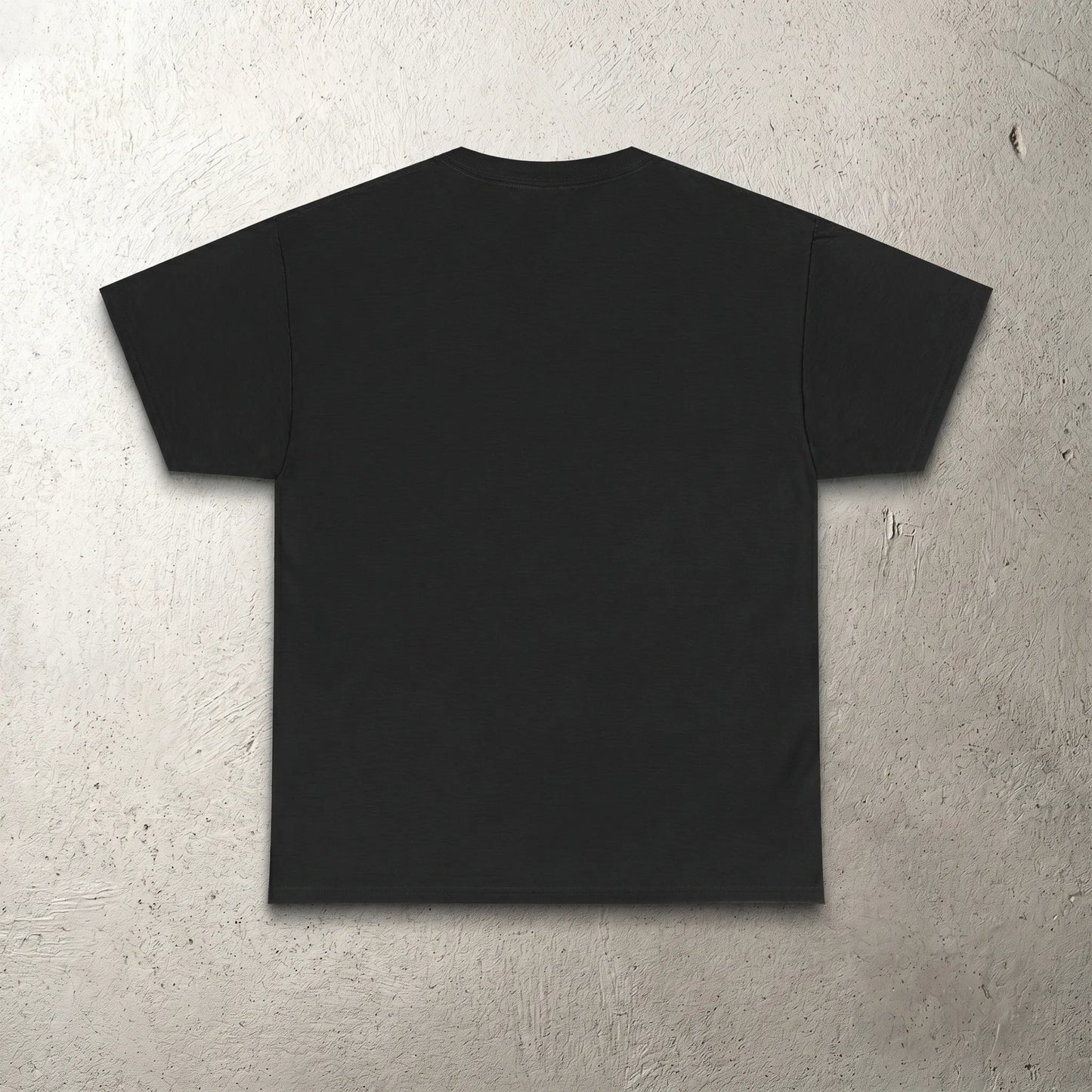 Back view of a unisex heavyweight cotton tee featuring the Mangomouse Monogamous Slang design, a funny monogamous meme and polyamory gift for monogamous friend.