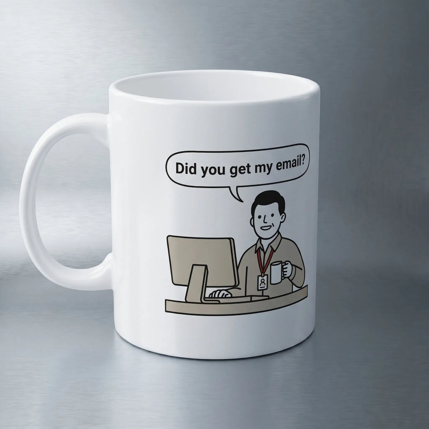 Right panel of a corporate NPC meme mug featuring a voodoo doll design, ideal as a secret santa gift for corporate humor or coworkers who use per my last email.