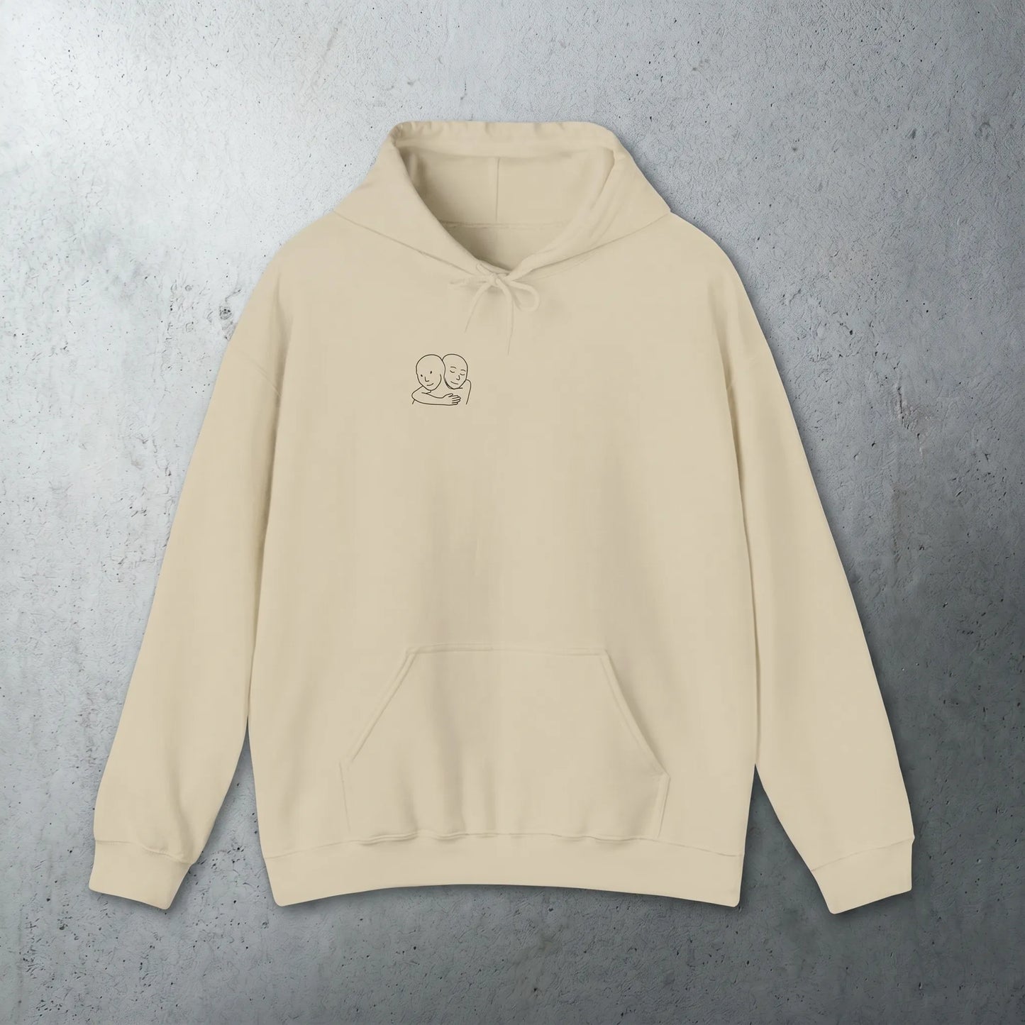 Front view of the I Know That Feel Bro Wojak hoodie, a unisex sweatshirt featuring a small left-chest pocket-mark silhouette of the iconic 2011 feels guy embrace meme.